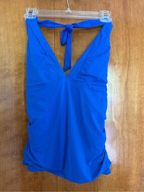Athleta Royal Blue V-Neck Halter Swim Top
